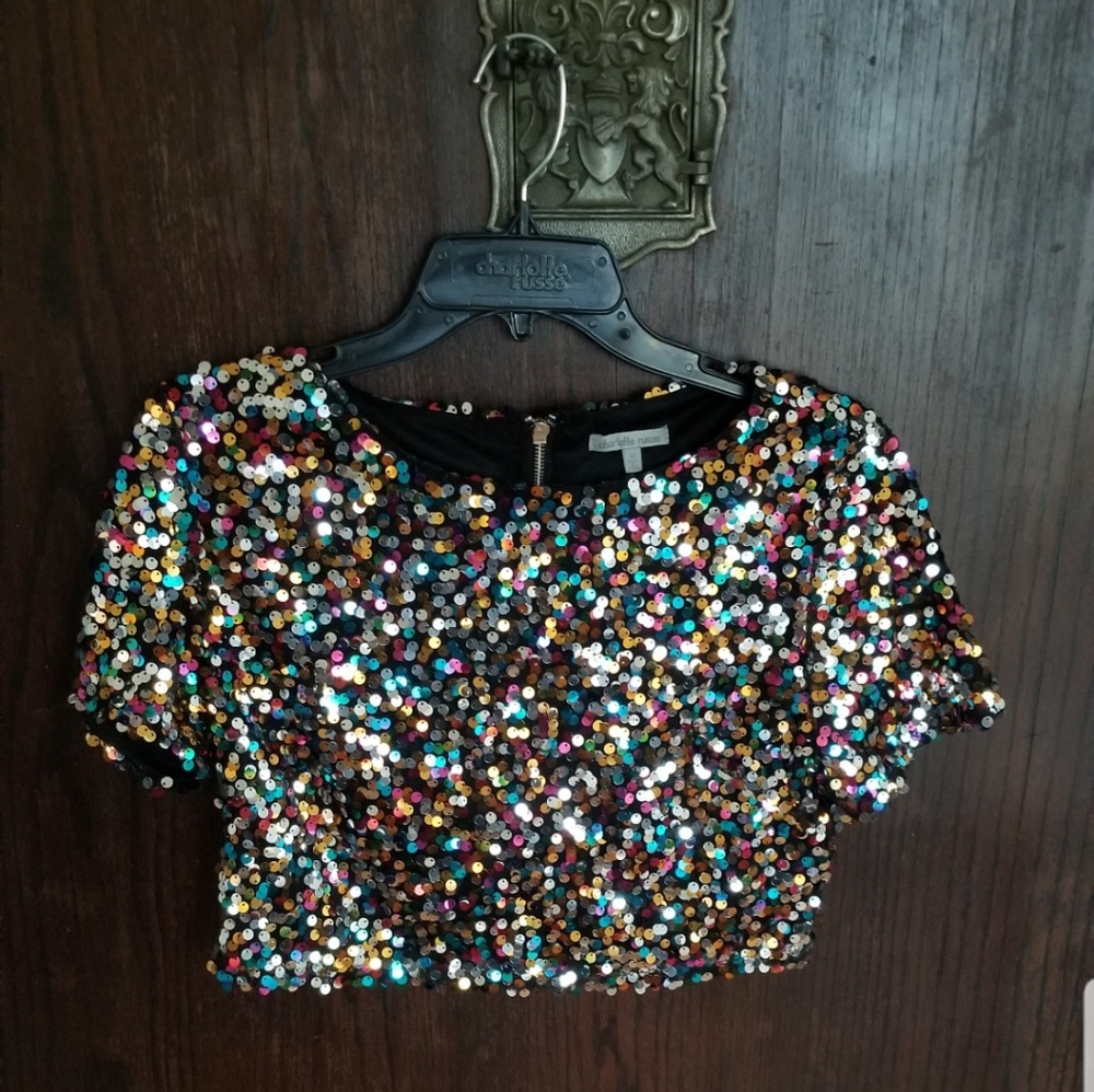 NWOT- Multi Sparkle Crop Top